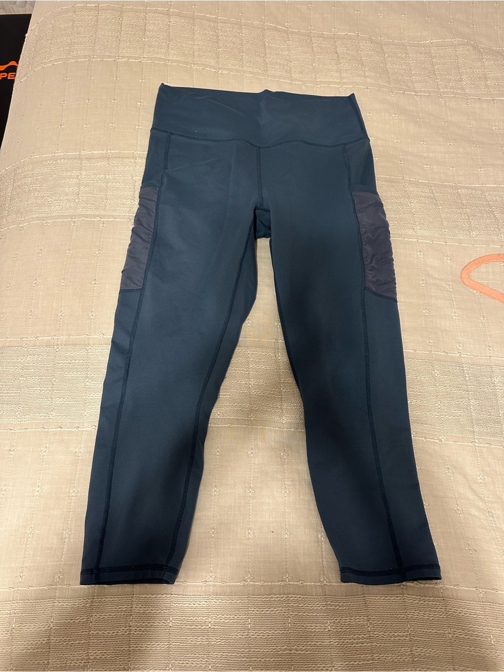 Fabletics Blue Workout Capri Leggings with Side Pockets